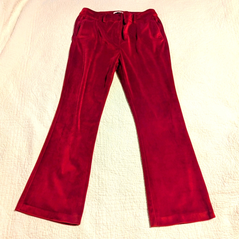 Red velvet boot cut pants!